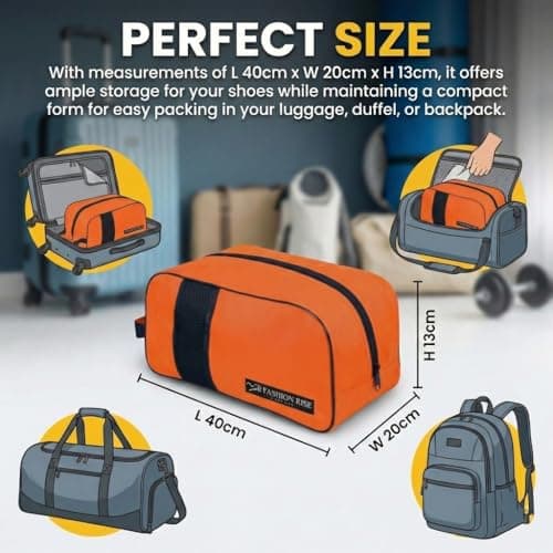 Waterproof Sports Boot/Shoe/Travel Bag for Football Cricket Rugby Golf Toiletry Gym for Men/Women (Orange) — view 3