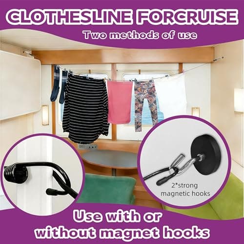 Magnetic Clothesline for Cruise Ship Approved 2026 Cruise Essentials, Travel Washing Line with 2 Magnetic Hooks for Cruise Cabins, Travel Clothes Line with 2 Luggage Tags for Cruise Ship, Indoor, RV — view 4
