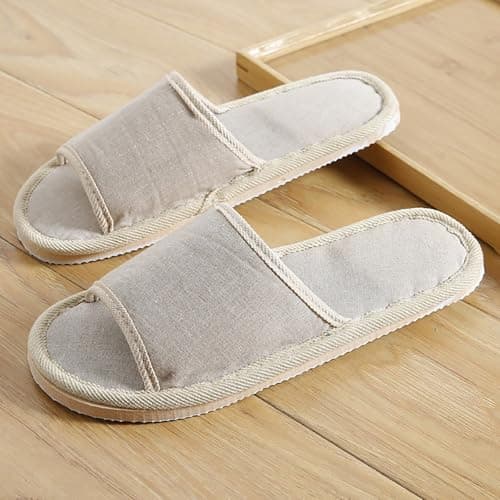 Women's and Men's Unisex Open-Toe Home Slipper, Ladies Indoor Slippers Non-Slip Memory Foam Comfortable Couples Sliders Outdoor Portable Travel Cotton Sandals for Guests Travel Home Hotel Use — view 2