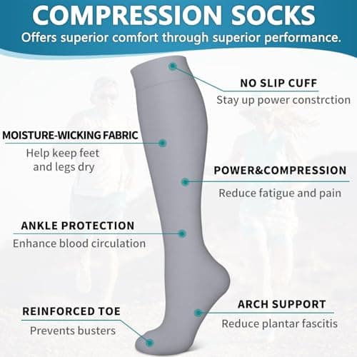 Compression Socks for Women and Men 15-20 mmHg 6 Pack Compression Stockings Circulation-Best Support for Medical,Running,Nursing,Athletic (A-Assorted-01, Small-Medium) — view 5