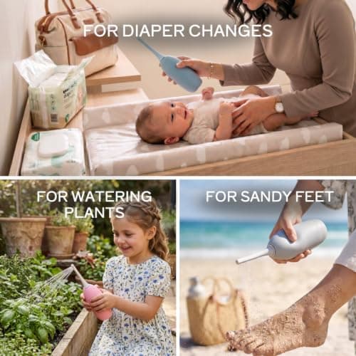 BIDOO Universal Portable Bidet Bottle with Soft Silicone Nozzle, Leak-Proof Cap & Nylon Pouch – Compact Reusable Hygiene Hand Bidet for Travel, Elder Ease, New Moms & Pre/Post-Intimacy - Aqua — view 6