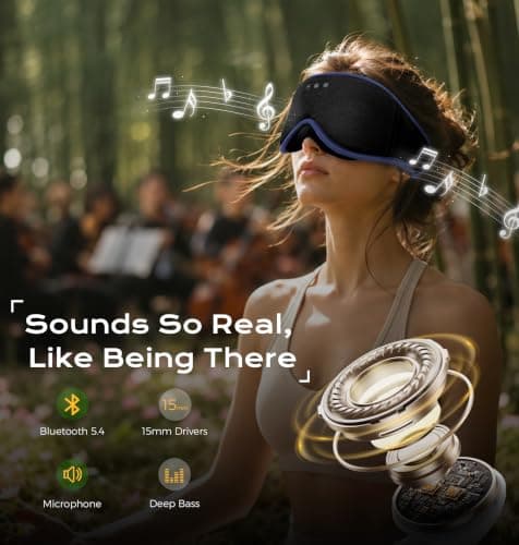 MUSICOZY Sleep Mask Headphones | 100% Blackout 3D Cooling Bamboo Cotton — view 6
