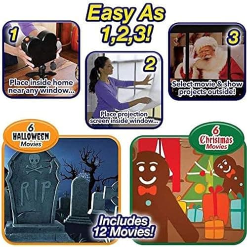 Cqhbzf Halloween Window Projector Lights Outdoor, Christmas LED Projector, Built-in 12 Movies — view 2