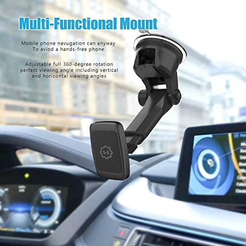 WixGear Universal Magnetic Car Mount Holder, Windshield Mount and Dashboard Mount Holder for Cell Phones and Tablets with Long Arm – (New Version Telescopic Arm) — view 6