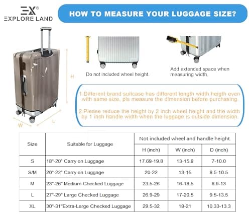 Explore Land Travel Luggage Cover Air Approve Suitcase Protector Fits 18-32 Inches Case, Time to Travel, Small — view 3