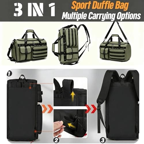 Military Tactical Holdall Gym Bag for Men and Women, 3 in1 Sports Duffle — view 5