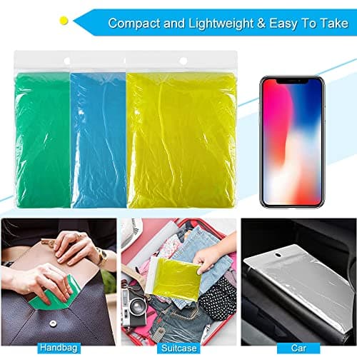 4 Pack Disposable Rain Ponchos, Waterproof Ponchos Adults Rain Poncho Emergency Waterproof Rain Coat Poncho with Drawstring and Hood, Suitable for Festivals, Camping, Hiking and Everyday Commute — view 6