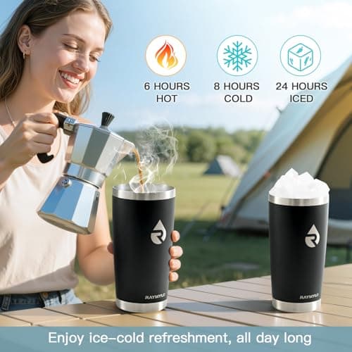 RAYMYLO Insulated Travel Coffee Tumbler 590ml, Detachable Spill-Proof Lid — view 5