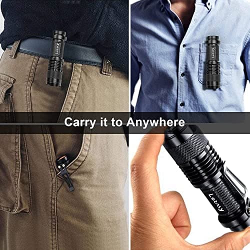LETMY Pack of 2 Small LED Torches, 300 Lumens Super Bright Mini Torch Battery Powered with 3 Modes and Adjustable Focus for Camping, Hiking, Gift — view 6