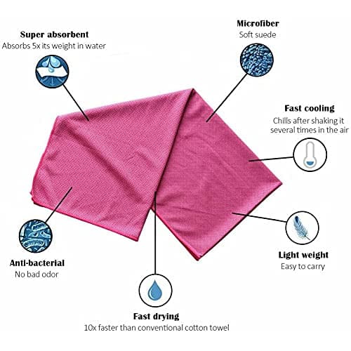 2Pcs Cooling Towel 90x30 cm, Ice Cool Sports Sweat Towels for Instant Relief Perfect Coolings Soft Breathable for Gym, Yoga, Golf, Running, Camping & Hot Weather (Pink *2) — view 4