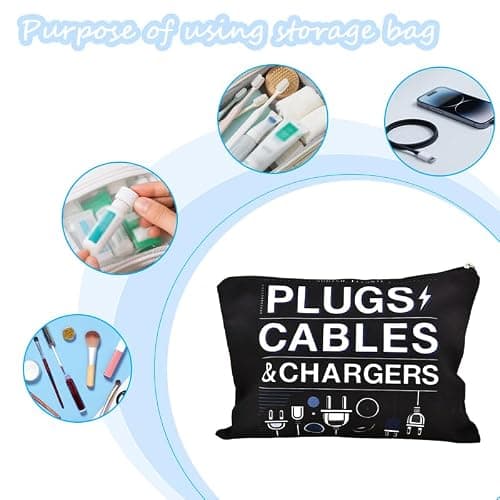 Sisadodo Travel Cable Organiser Bag for Women Men Black Electronic Accsessories Storage Pouch for Plugs Cables Chargers Mutifunctional Portable Holiday Business Travel Bag Organiser for Best Friends — view 4