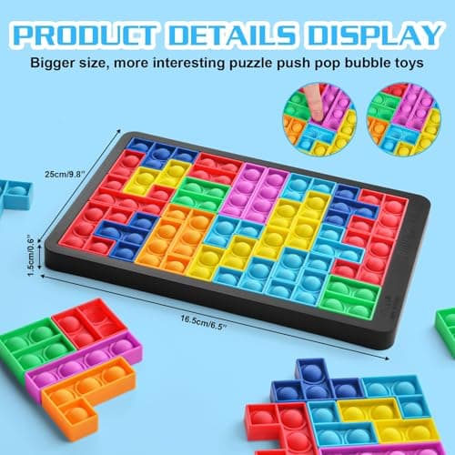 Ainiv Pop Puzzle Popper Fidget Game, Push Pop Brain Teasers Toy, Silicone Jigsaw Building Blocks Game Board, Educational Learning Puzzle and Intelligence Toys for Anxiety & Stress Relief — view 2