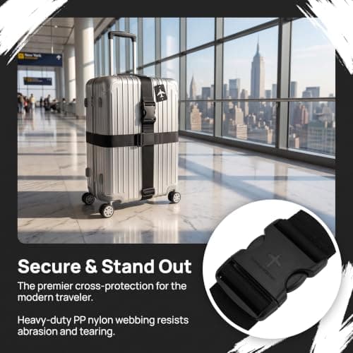 4 Pcs Heavy Duty Luggage Straps, 200x5cm Travel Packing Belt with Buckle — view 4