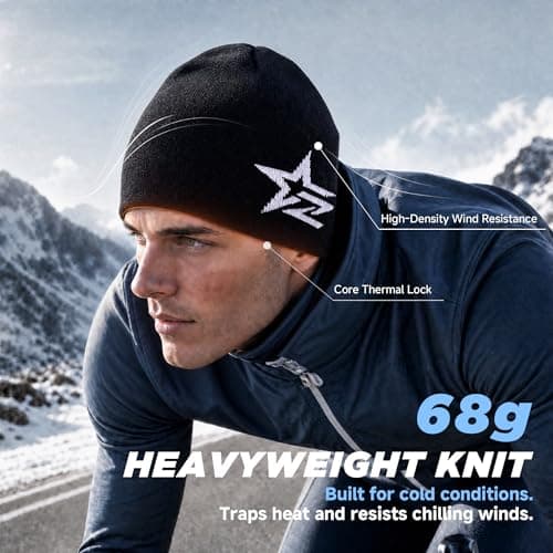 2THESTARS Beanie Hat Warm Thick Knit Winter Skull Cap for Men Women Cool Beanie Outdoor Running Made from Recycled Polyester (Navy Blue) — view 2