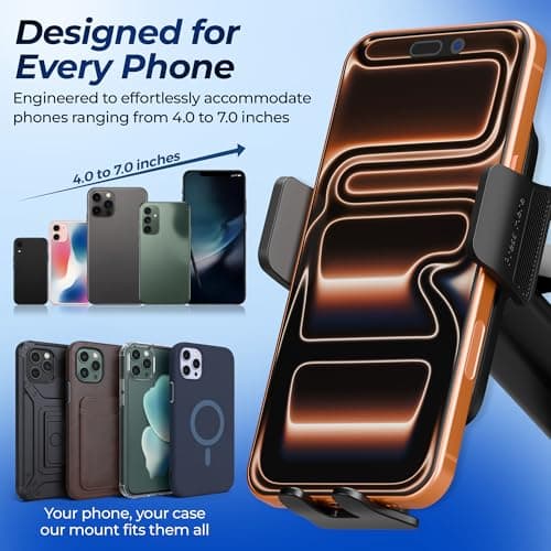 Car Phone Holder, 3-in-1 Universal Car Phone Mount for Dashboard, Windscreen & Air Vent, 360° Rotation, Strong Suction Cup, One Button Release, Compatible with iPhone, Samsung & Smartphones — view 6