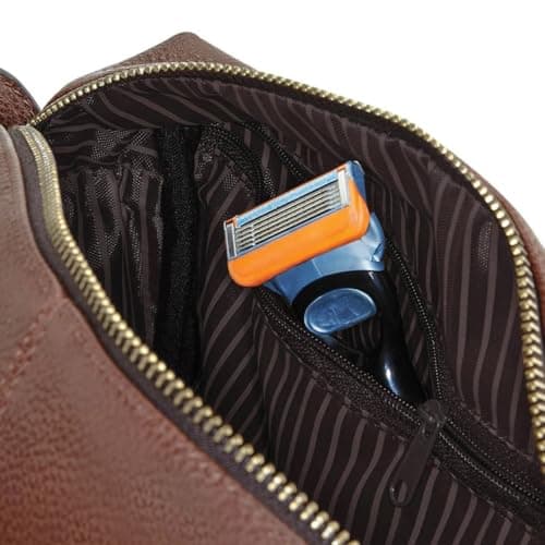 Just Giftz Personalised Men's Wash Bag, PU Leather, Strap, Custom Initials — view 6