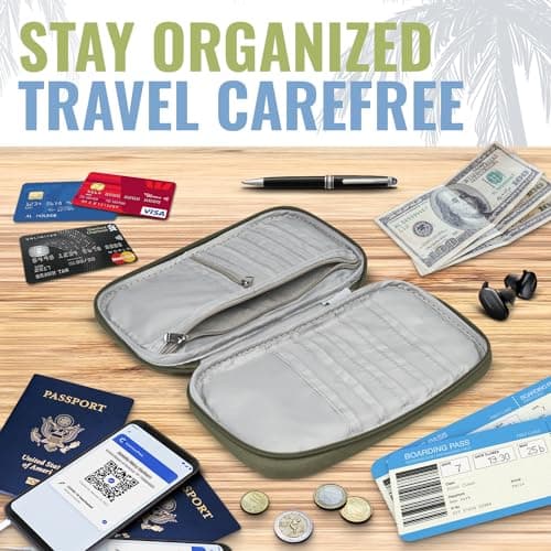 BOACAY Family Passport Holder, RFID Travel Wallet for Women & Men, Document Organiser, Holiday Essentials & Waterproof Cover for Tickets, Money, Cards — view 5