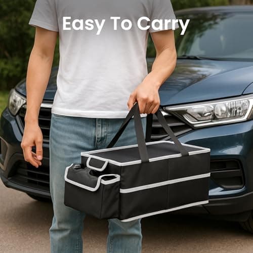 Youyijia Back Seat Organizer Foldable Car Organizer Front and Rear Seat Organizer with Dividers Cup Holders and Lids Suitable for Front Seat/Back Seat/Trunk Car Accessories Interior — view 4