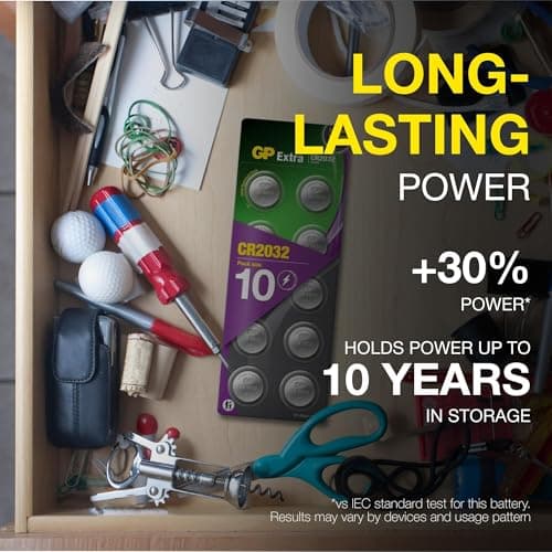 GP Extra CR2032 3V Lithium Coin Batteries – Pack of 10, AirTag & Key Fob — view 2