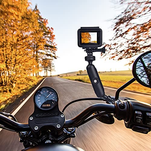 CAMOLO Motorcycle Action Camera Mount Holder, Handlebar Mount Clip for Bike/Bicycle/Motorcycle/Motor,Compatible with GoPro Hero 6/7/8/9&AKASO, SJCAM, DJI Osmo YI and More — view 5