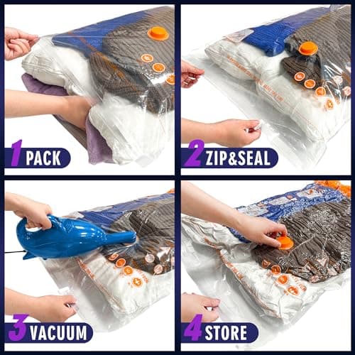 STORAGE MASTER Space Saver Bags for Travel and Home Reusable Vacuum Storage Bags Save 80% More Storage Space Work with Vacuum Cleaner (12 Pack, No Pump Included) — view 4