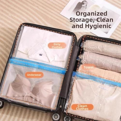 Hand Roll Compression Bags 10 Pack 3 Sizes No Pump Space Saver for Travel — view 5