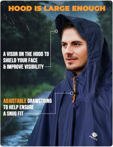 ANYOO Waterproof Rain Poncho Lightweight Reusable Adult Unisex Multi-use — view 4