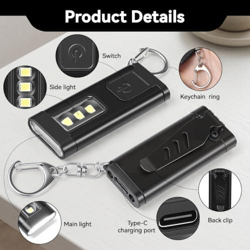 AXFEE Keychain Torch, 1PC LED Small Torch Keyring Light, 3 Modes — view 3