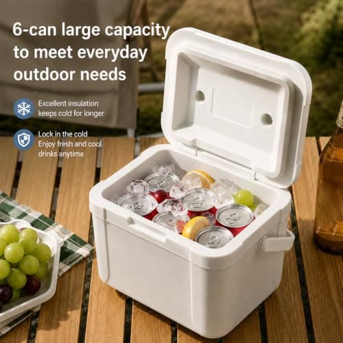 6 Pack Cooler Shell, PE/PU/PP Material, White, 186 oz Portable Ice Chest — view 6