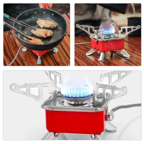 LIVHOME Foldable Lightweight Single Burner Gas Camping Stove, Portable Backpacking Stove, Adjustable Fishing Stove, Compact Outdoor Cooking Solution for Hiking, Camping, Travel — view 3