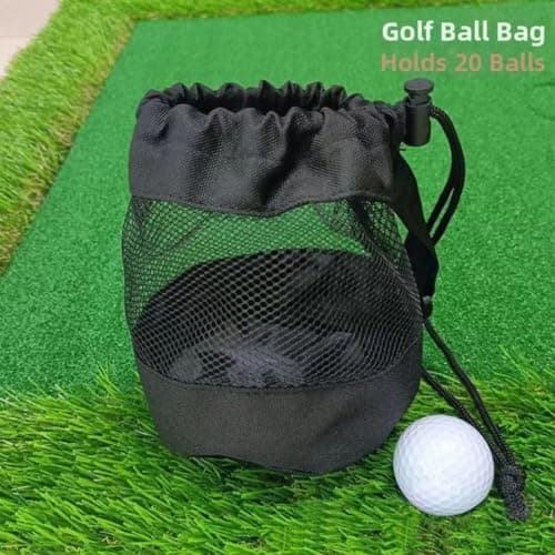 Glewi Golf Balls Storage Bag Mesh Net Pouch for Golf Club Travel Case Accessories - Nylon Holder for Range Practice 16.5x14cm(Navy Blue) — view 5