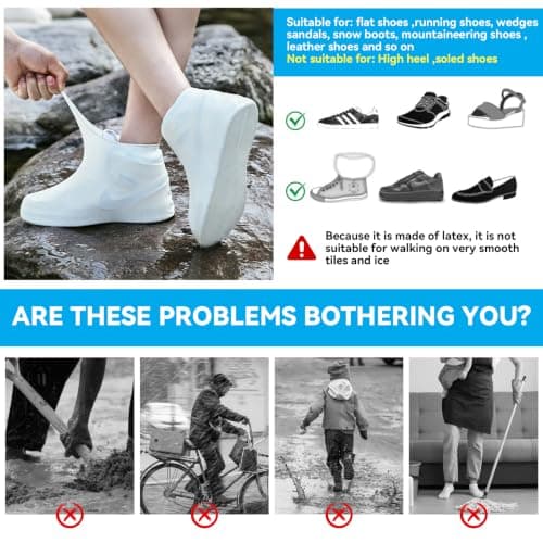 BQMEZRNUS 4Pairs Waterproof Shoe Covers, Non-Slip Reusable — view 4