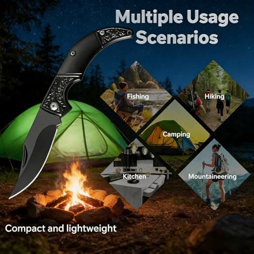 Stainless Steel Keychain, 2-in-1 Multi-Function Tool Portable Foldable Keyring, Cool Carabiner Keychain Pocket Keychain for Camping Hiking Fishing and Outdoor — view 5