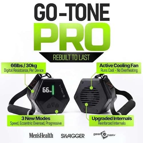 Rayofi GO-TONE Pro Portable Cable Gym,7-66LB Adjustable Resistance Band,Bluetooth Connection,3 Modes, 90+ Exercises. Rechargeable Full-Body Workout Machine for Home, Travel, Office, Men & Women(black) — view 2