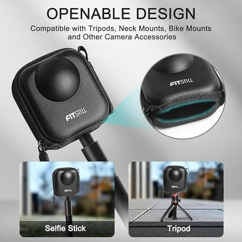 FiTSTILL Black PU Mini Carrying Case for Go Pro Hero 13 Black,Hard Shell Travel Storage Case for Hero 12/11/10/9/8/7/(2018)/6/5 DJI Osmo Action,AKASO and More (for Go Pro Max) — view 4