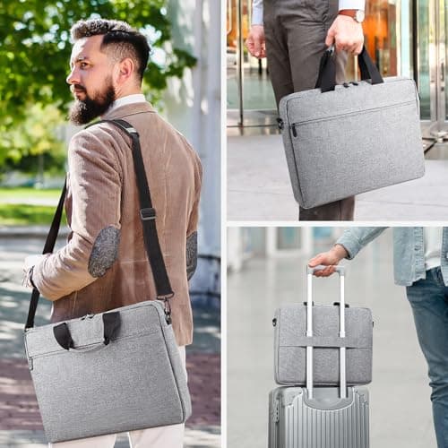 HEDUGO Laptop Bag Case 15.6 Inch Computer Sleeve Messenger Bag with Adjustable Shoulder Strap Briefcase Carry Case for Men Women to Work School Travel,Fit 14 to 16 Inch Laptops — view 2