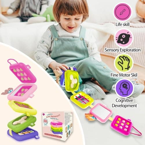 weirtoya Busy Board for 1 Year Old,Montessori Toys for 1 2 3 Year Old Boy Girl Birthday Gifts,8 in1 Toddler Toys Travel Activities Busy Cube,My First Montessori Busy Board (pale pink, pale pink) — view 3