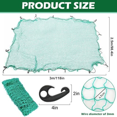 Cargo Nets Heavy Duty, Net Cargo Net for Pickup Truck, Truck Cargo Netting, Roof Rack Cargo Net for Van Trailer Net Tie-Down Mesh Elasticated Polyethylene Bungee Netting for Luggage & Garden- 2.5x3.5M — view 2