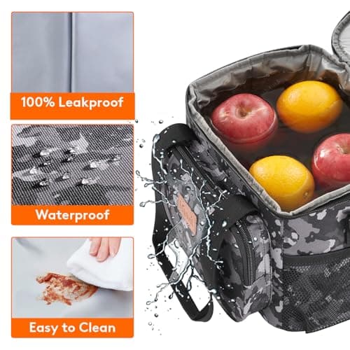 Lifewit Lunch Bag 9L 12 Can Insulated Lunch Box Soft Cooler Cooling Tote for Adult Men Women, Black Camo — view 5