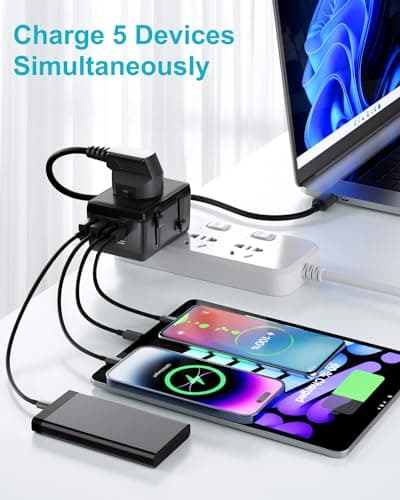 Universal Travel Adapter Worldwide, Travel Plug Adapter Worldwide With 2 USB C & 2 USB Travel Adaptor All in One International Travel Adapter Universal Charger Power Adapter for European EU US UK AUS — view 6