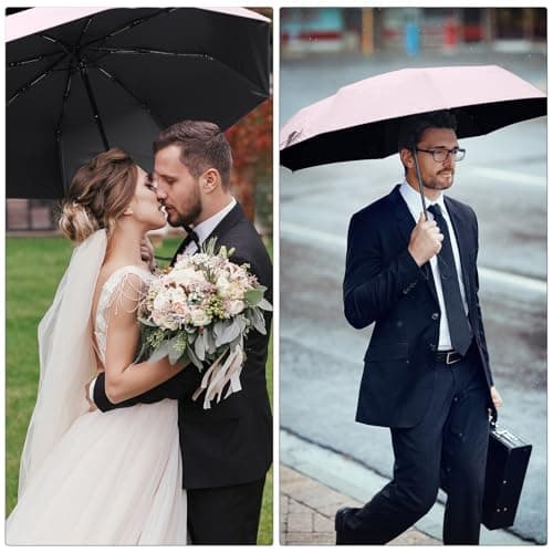 Kajaia 4 Pack Umbrellas Compact Windproof, Automatic Open and Close Folding Rain Umbrella Collapsible for Men Women Travel, Pink, 38.5 inches — view 5
