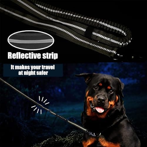 Hands Free Dog Lead Walking Belt,Heavy Duty Dog Running with Waist Belt,Adjustable Bungee,Waist Bag Reflective Stitches for Jogging — view 4