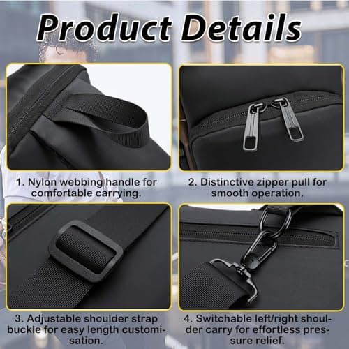 FZYCOM Sling Crossbody Bag, Anti Theft Cross Body Bag, Small Backpacks for Men Women, Men's Handbags & Shoulder Bags, Travel Hiking Daypack for Phones, Pads, power bank, keys, glasses, Credit Cards — view 4