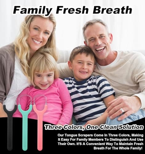 6 Pcs Stainless Steel Tongue Scraper, Tongue Brush Set for Adults & Kids — view 5
