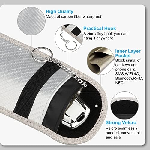 Diyife 2 Pack Faraday Pouch, RFID NFC Car Key Signal Blocker Pouch, Full Shielding Keyless Entry Anti-Theft Relay Attack Faraday Bag for Car Motorcycle Keys, Bank Cards and ID Cards, Silver — view 2