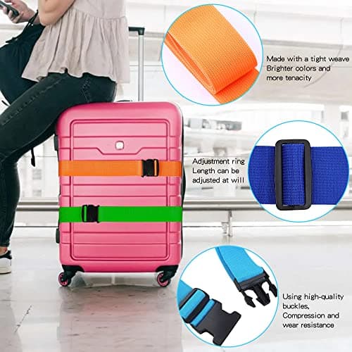 6pack Luggage Straps for Suitcase Straps,Personalised Luggage Straps for Suitcases,Adjustable Travel Packing Secure Belt Accessory Set for Travel Bag — view 2