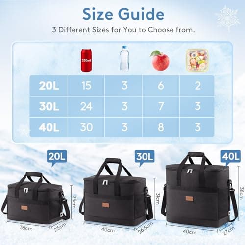 Lifewit Cooler Bag 60 Cans Collapsible and Insulated Large Lunch Bag Leakproof Soft Cooler Portable for Camping/BBQ/Family Outdoor Activities, Black — view 2