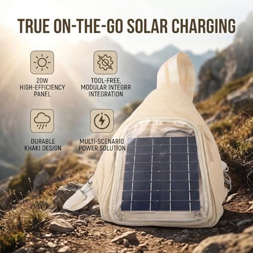 Hamwesh 20W Solar Panel Backpack, Foldable Monocrystalline Hiking Daypack — view 5