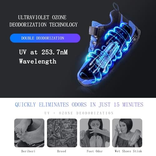 MWNI Ultraviolet Shoe Deodorizer,UV Light Sneaker Cleaner,Smart Timing UV Footwear Odor Elimination,360°Ultraviolet Bulb Design, Applicable to All Shoes and Boots 6W （Silver） — view 3