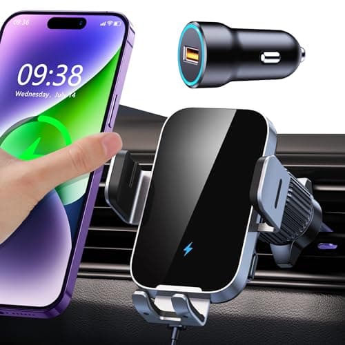 ISEYOU Car Phone Holder Wireless Charger, 15W Fast Charging Auto Clamping Wireless Car Charger, 360° Rotation Air Vent Mount With Electric Sensor Compatible For iPhone 17 16 15 Pro Max, Samsung Galaxy